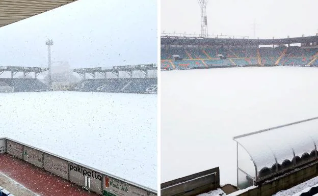 Los estadios de Salamanca, los primeros en cubrirse con la nieve